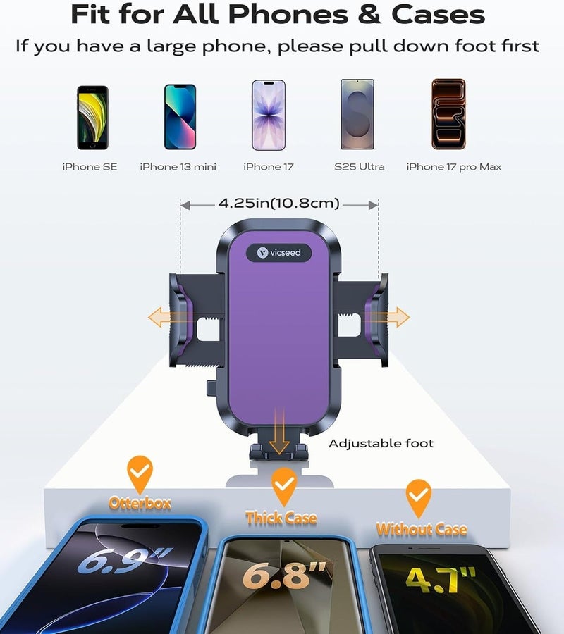 VICSEED 2026 Upgrade Car Phone Holder with Double Lock Vent Clip, Universal 360° Rotation Mount for iPhone 17 Pro Max/16/15/14/13/12 - Image 5