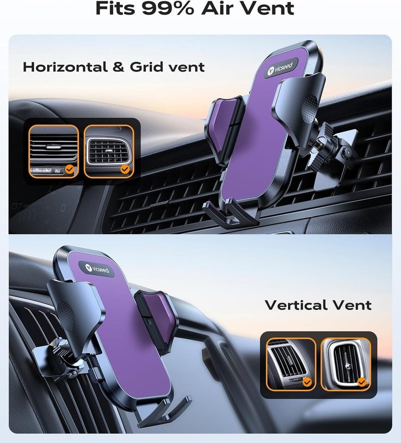 VICSEED 2026 Upgrade Car Phone Holder with Double Lock Vent Clip, Universal 360° Rotation Mount for iPhone 17 Pro Max/16/15/14/13/12 - Image 2