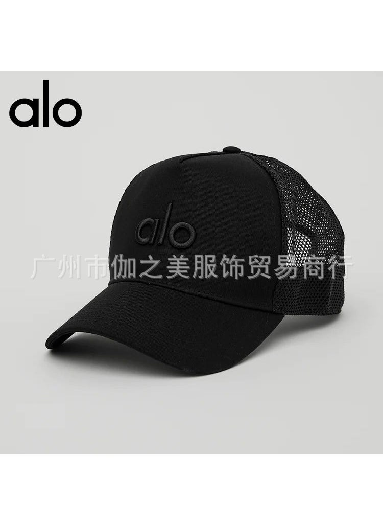 Generic - Alo Explosions European and American Mens and Womens Sports Cap Mesh Breathable Fashion Sunshade Adjustable Cap bright black bright black - Image 1