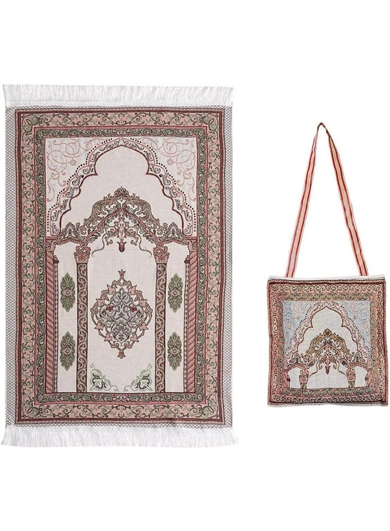 2 Pack Vintage Pattern Prayer Rug, Portable Woven Worship Mat With Matching Carry Tote Bag, Soft Fringed Prayer Mat For Home Travel Religious Use Gift - Image 5