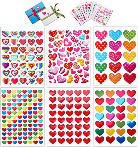 Konsait 60 Sheets Valentine Heart Stickers Love Decorative Sticker for Kids Envelopes Cards Craft Scrapbooking for Great Party Favors Gift Prize Class Rewards Award Praise (3000+ Colorful Heart) - Image 1