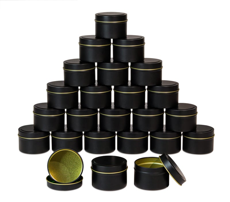 Aroparc Black Tins 4oz, Bulk Making Tins 24 Piece Containers, Jars for Candle Making - Black - Image 1