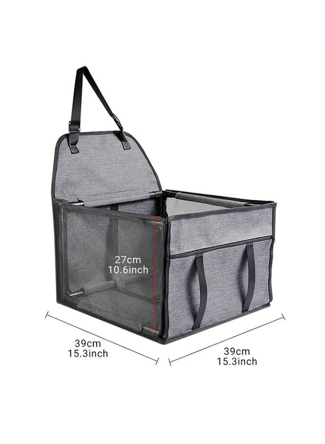 Dark Gray Pet Car Seat For Small Medium Dogs Cats Travel Carrier Mesh Bag - Image 4