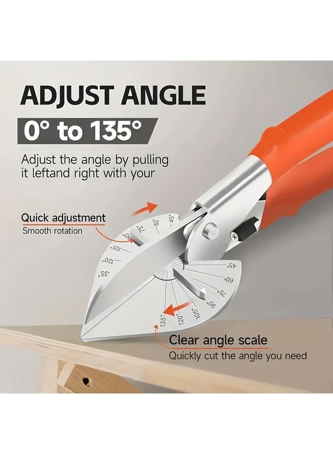 Orange Heavy Duty Multi Angle Miter Shears Quick Adjustment 45 135 Degree Cuts - Image 2