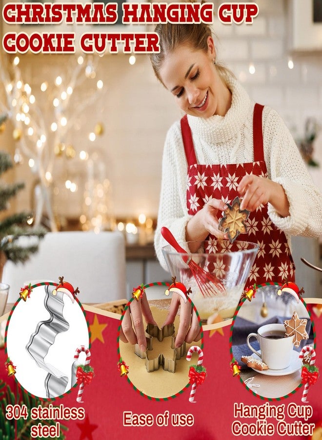 Yaocom 7 Pcs Christmas Mug Hugger Cookie Cutter Mugs Rim Mug Topper Cookie Cutter Stainless Steel Santa Claus Snowman Gingerbread House Cookies Cutters for Coffee Cup Hanging Xmas DIY Cake Decoration - Image 3