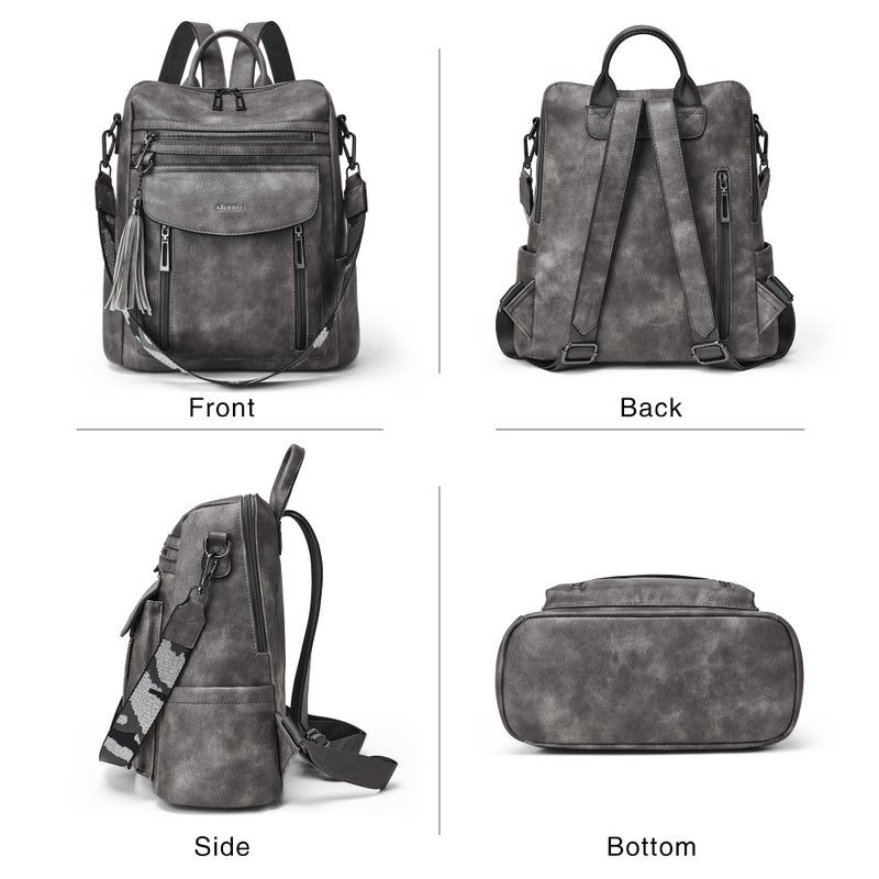 Shrrie Backpack Purse for Women Fashion Leather Backpack Purse Designer Travel Backpack Convertible Shoulder Bag with Wristlet - Image 3