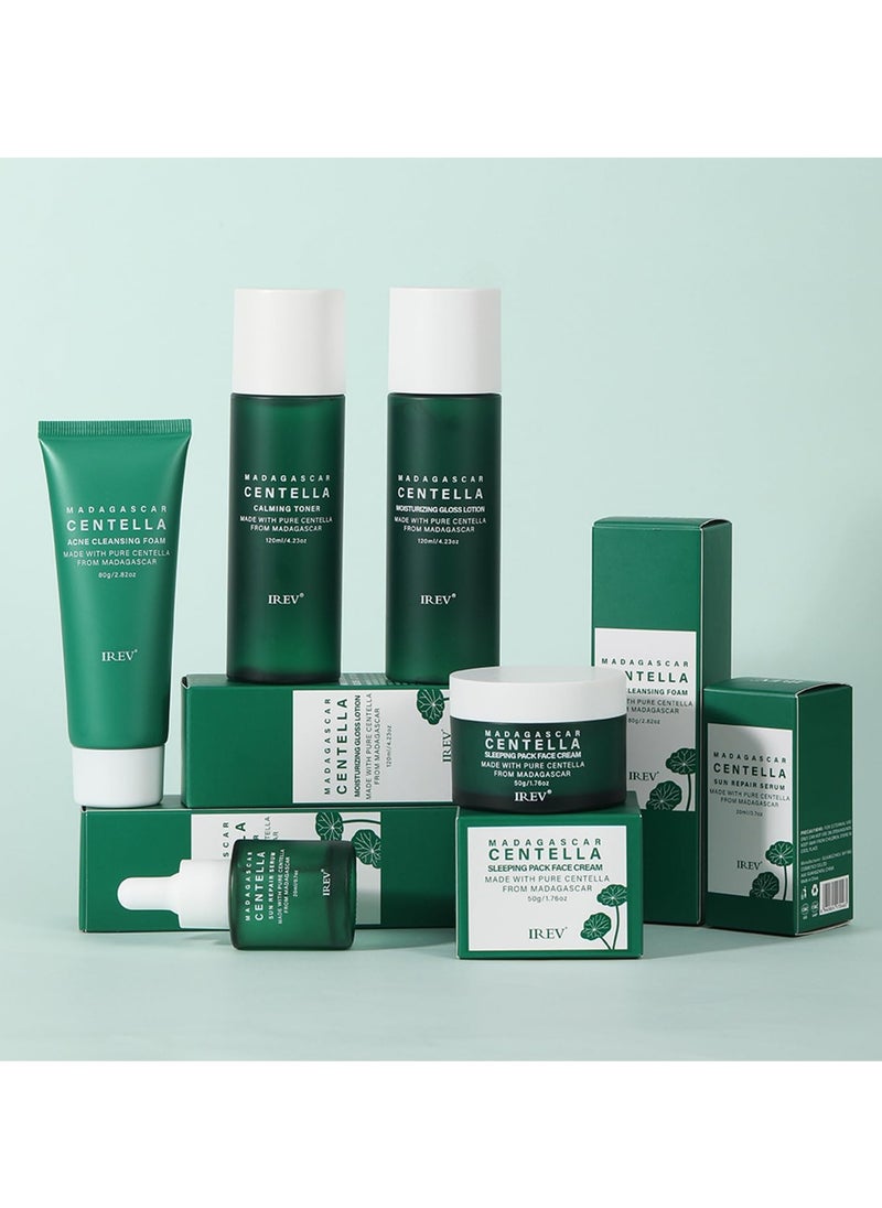 IREV - Centella Asiatica Complete Facial Care Kit, 5-in-1 Skincare Gift Set with Cleanser, Face Serum, Face Cream, Toner, Water Emulsion, Anti-Aging, Boosting Collagen & Hydrating for Women - Image 1