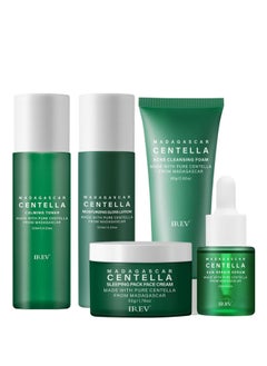 Centella Asiatica Complete Facial Care Kit, 5-in-1 Skincare Gift Set with Cleanser, Face Serum, Face Cream, Toner, Water Emulsion, Anti-Aging, Boosting Collagen & Hydrating for Women