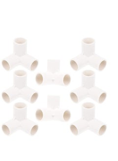 Generic 3 Way PVC Fitting Elbow 8Pcs Water Pipe Adapters Pipe Corner Connectors Pipe Accessories Connection Joints for DIY PVC Shelf Garden Support Structure White  - Image 1