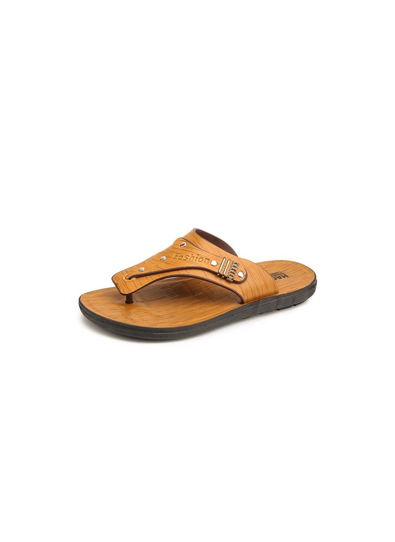 Loquat - Men Leather Flip-flops Yellow - Image 1