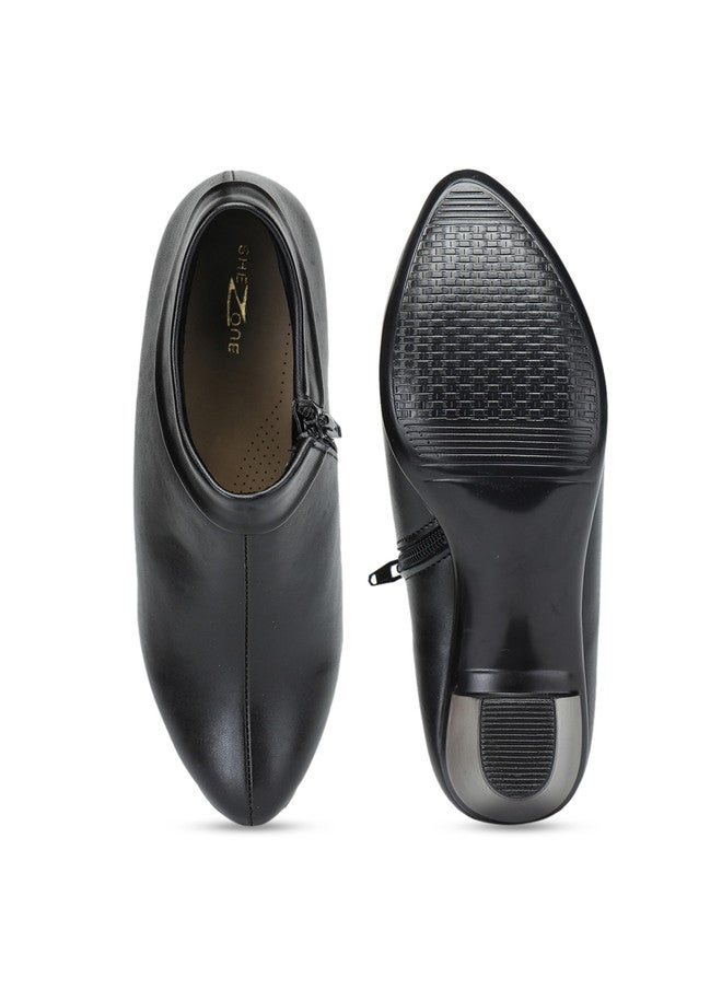 She Zone أحذية شيزون السوداء ذات الكعب السميك - Image 5