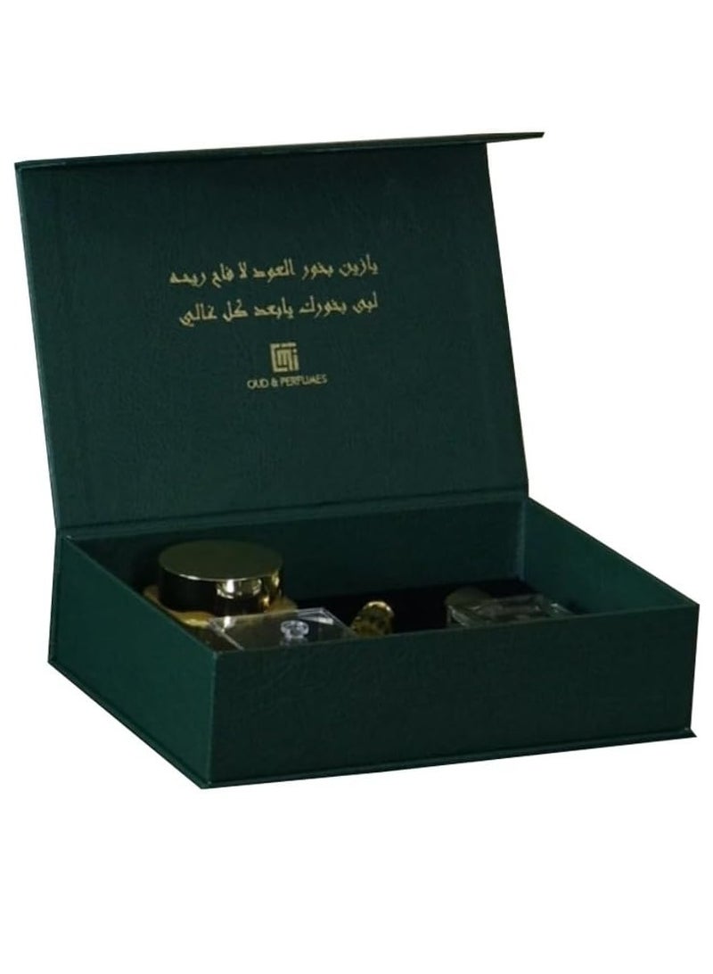 Mi Oud and Perfumes Eid & Ramadan Special Unisex Gift Box Set: Complete with Oudh Ma Al Attar, Oudh Hindi Super High, 2 Mix Khalta Bottles, and a Love By Choice Perfume- for Eid,Wedding Gift,Birthday Gift (A)  - Image 2
