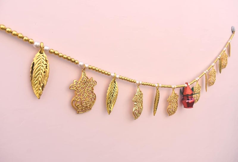 CREYENTESTorans for Entrance Door with Golden Kalash Coconut Design for Diwali Decoration Items Home Mandir Puja DcorNavratri Onam Pongal Pooja Room Bandhanwwar 315 Feet Big Kalash Nariyel - Image 4