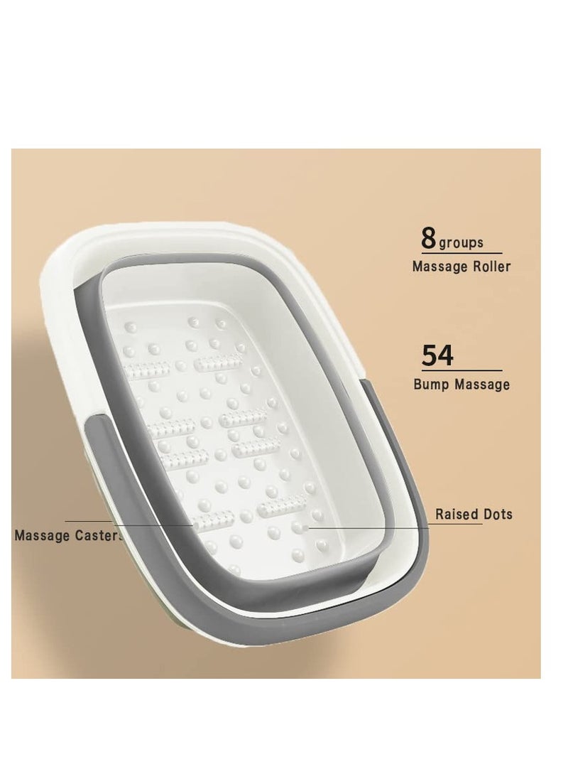 Beinilai - Collapsible Foot Bath Basin for Soaking Feet,Foot Soak Tub,Plastic Foot Bucket with Handles and Massage Acupoint,Foldable Laundry Basket-Gery - Image 1