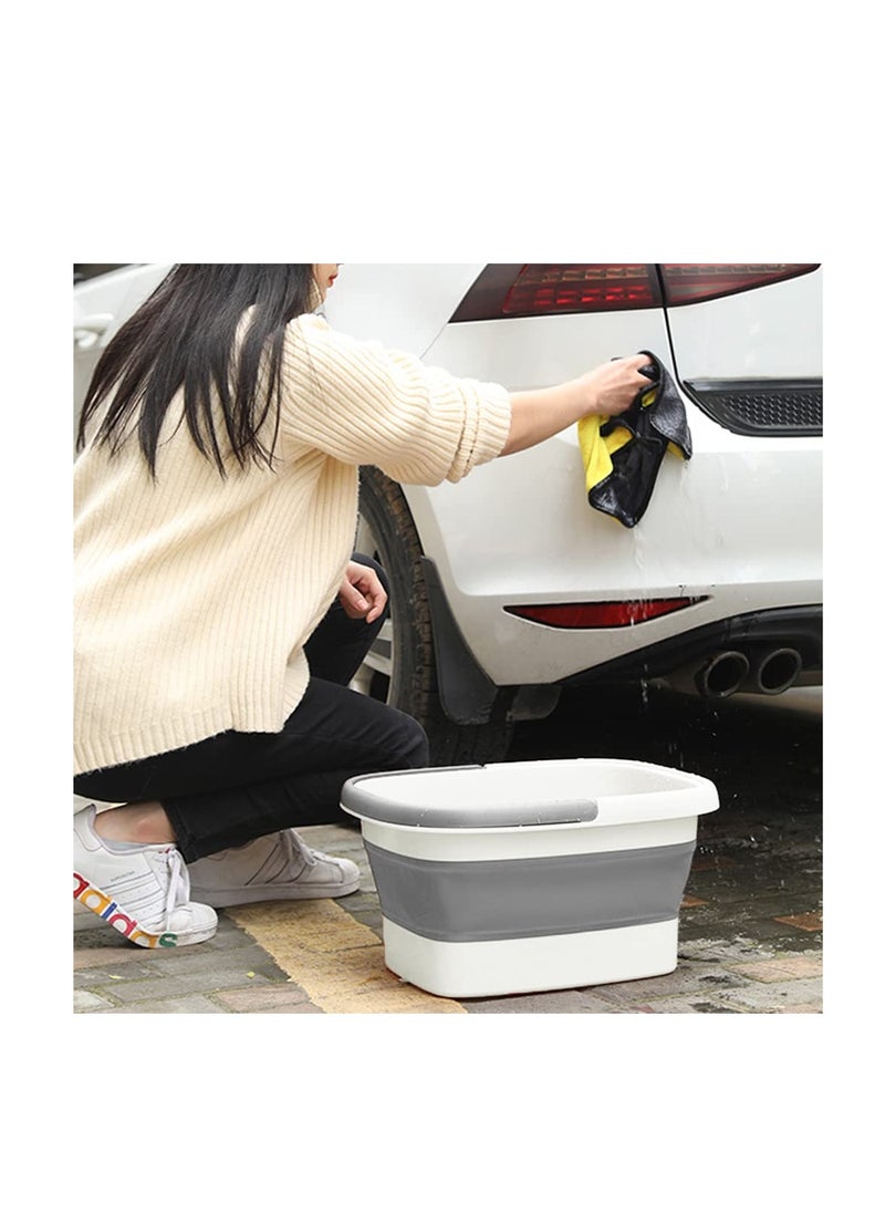 Beinilai - Collapsible Foot Bath Basin for Soaking Feet,Foot Soak Tub,Plastic Foot Bucket with Handles and Massage Acupoint,Foldable Laundry Basket-Gery - Image 1