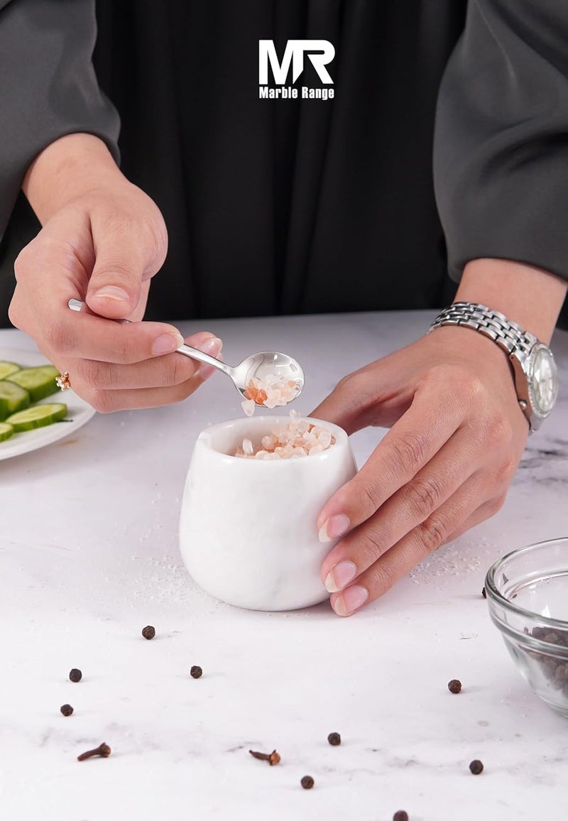MARBLE RANGE Marble Salt Cellar with Lid 3.5 Inch handmade White Stone Salt Jar for Kitchen, Herb & Spice Storage Container, Countertop Sugar Bowl, Elegant Marble Canister – Perfect Holiday & Christmas Gift - Image 2