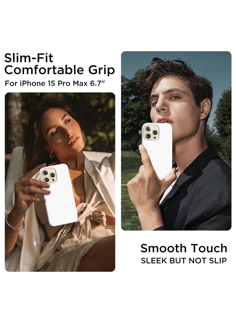 راكسوم متوافق مع حافظة آيفون 15 برو ماكس، حافظة سيليكون سائلة، 6.7 بوصة-أبيض - Image 2