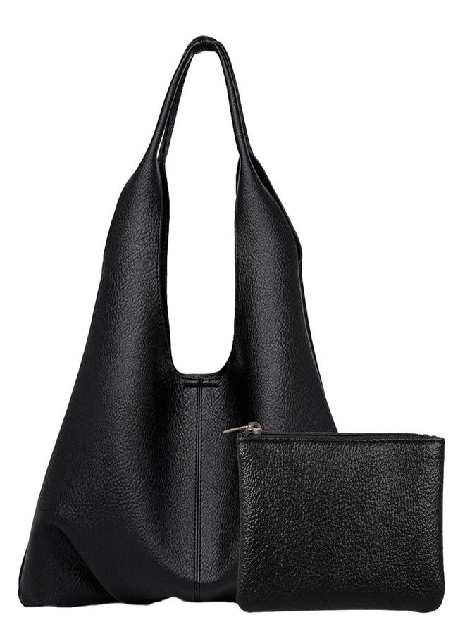Caistre Slouchy Hobo Bags for Women Retro Vegan Leather Purse Luxury Designer Shoulder Bag Fashion Shopping Tote Bag 2pcs - Image 1