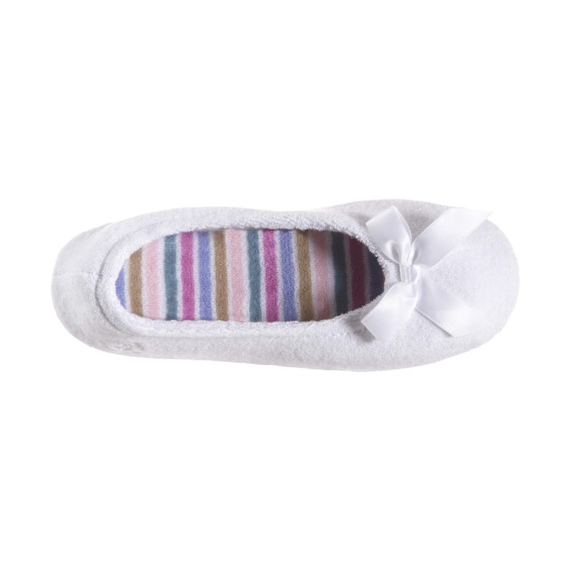 isotoner Women's Terry Ballerina,White,Large - Image 2