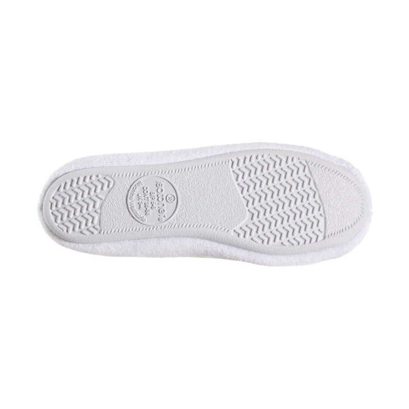 isotoner Women's Terry Ballerina,White,Large - Image 3