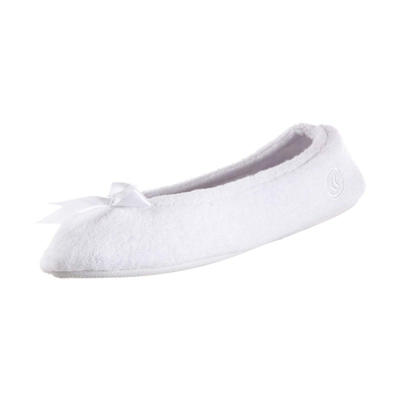 isotoner Women's Terry Ballerina,White,Large - Image 1
