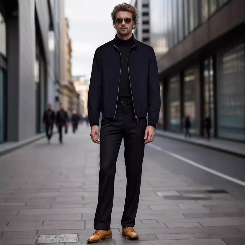 Men's Zip Up Collar Casual Jacket Outerwear - Image 3