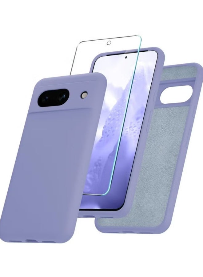 Google Pixel 8a Case â€“ Silicone Phone Case Full Body Shockproof Slim Cover, with 1 Screen Protector, Soft Anti-Scratch Microfiber Lining, Lavender Purple | WIDGETS MATRIX - Image 1