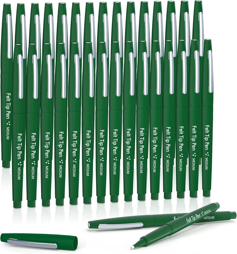 Lelix Felt Tip Pens, 30 Green Pack, 0.7mm Medium Point, Felt Tip Markers Pens for Journaling, Writing, Note Taking, Planner, Perfect for School Office and Art Supplies - Image 1