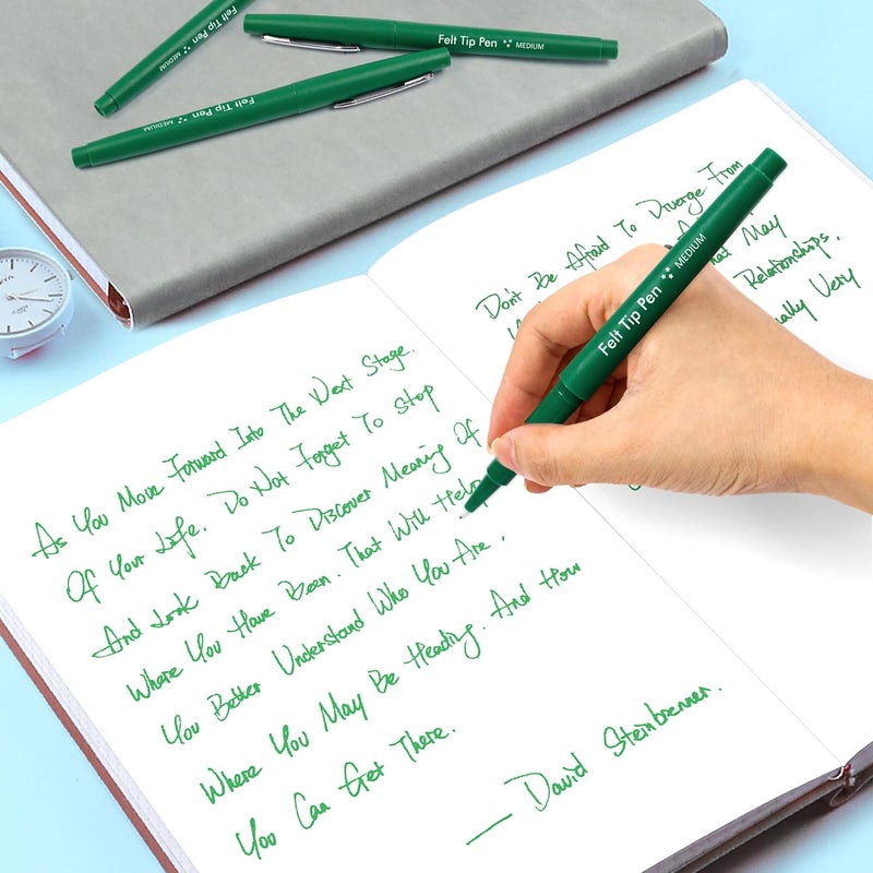 Lelix Felt Tip Pens, 30 Green Pack, 0.7mm Medium Point, Felt Tip Markers Pens for Journaling, Writing, Note Taking, Planner, Perfect for School Office and Art Supplies - Image 5