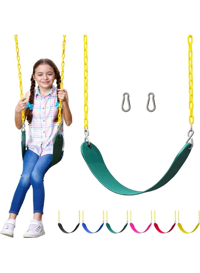 Jungle Gym Kingdom مقعد أرجوحة مملكة الغابة ثقيل الوزن 66" سلسلة مغلفة بالبلاستيك - ملحقات مجموعة أرجوحة الملعب بديلة مع خطافات قابلة للتثبيت (أخضر) - Image 1