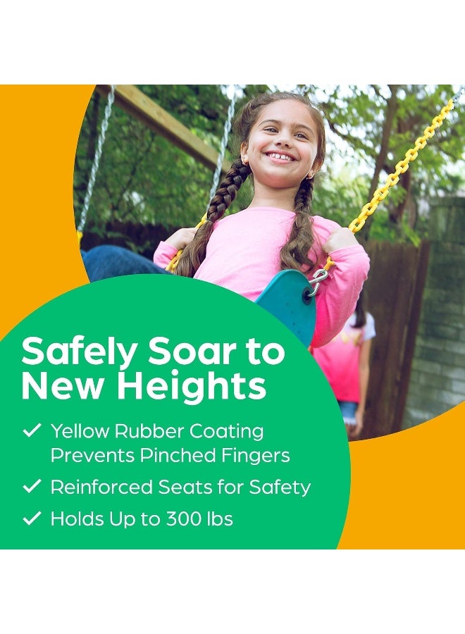 Jungle Gym Kingdom مقعد أرجوحة مملكة الغابة ثقيل الوزن 66" سلسلة مغلفة بالبلاستيك - ملحقات مجموعة أرجوحة الملعب بديلة مع خطافات قابلة للتثبيت (أخضر) - Image 5