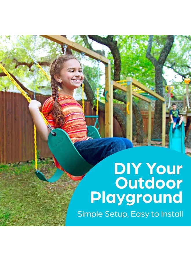 Jungle Gym Kingdom مقعد أرجوحة مملكة الغابة ثقيل الوزن 66" سلسلة مغلفة بالبلاستيك - ملحقات مجموعة أرجوحة الملعب بديلة مع خطافات قابلة للتثبيت (أخضر) - Image 4