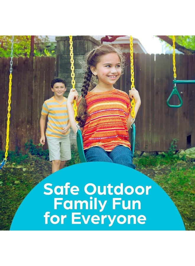 Jungle Gym Kingdom مقعد أرجوحة مملكة الغابة ثقيل الوزن 66" سلسلة مغلفة بالبلاستيك - ملحقات مجموعة أرجوحة الملعب بديلة مع خطافات قابلة للتثبيت (أخضر) - Image 2