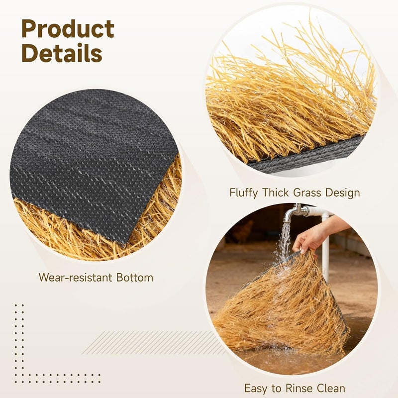 12 Pcs Chicken Nesting Pads, Washable Reusable Plastic Straw Mats, 12x12 Artificial Nest Box Liners, Thick Soft Cuttable Fake Beddings for Chickens, Ducks, Rabbits - Image 4