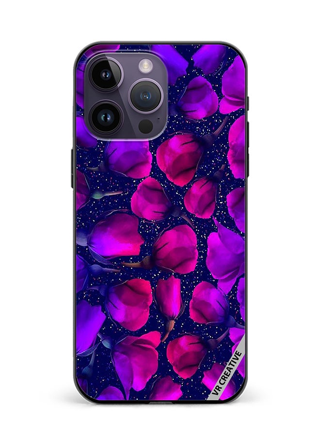 VR CREATIVE Protective Case Cover For Apple iPhone 15 Pro Max Purple Roses Flower Design Multicolour - Image 1