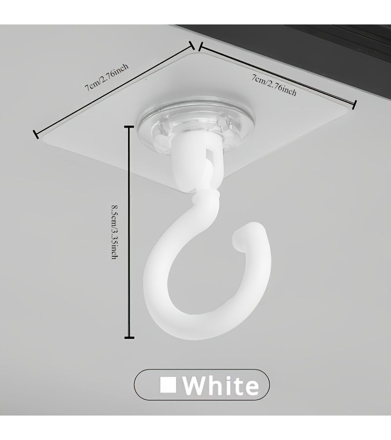 4pcs Plastic Adhesive Wall Hooks 360 Degree Rotatable Ceiling Hooks Strong Bearing Self Adhesive Hooks For Dome Bed Canopy Netting Home Organization Storage Heavy Duty Hanging Organizers Dorm Room Essentials - Image 2