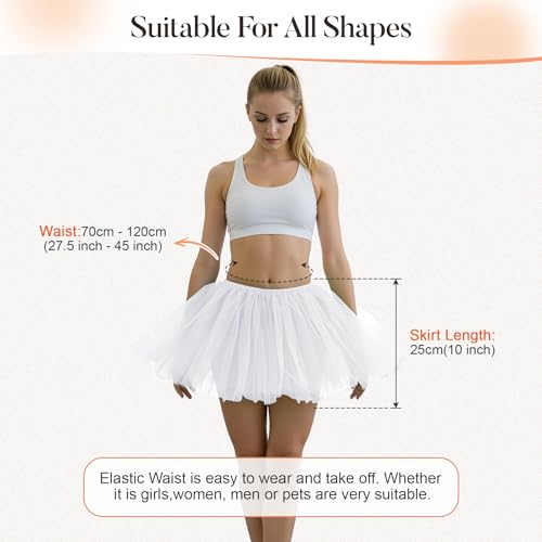 American Trends Women's Tutu Skirt Elastic 5 Layered Vintage Tulle Ballet Skirt Party Festival Costume White - Image 4