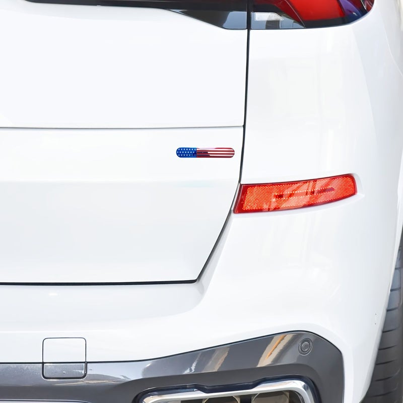2Pcs Black Aluminum Alloy American Flag Car Emblem For Body Trunk Tail Side Decorative Sticker - Image 3