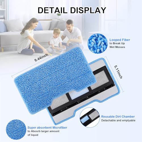 SavStor Reusable for Shark Vacmop Replacement Pads: Pads Refills For Shark Wet Vacmop/Vacuum Mop Vac/Vac Mop/Mopvac VM252 VM200 VM200p12 VMP30 VM190 VM250 Cleaner With Dirt Chamber For hard floor(1+2+3pack) - Image 5