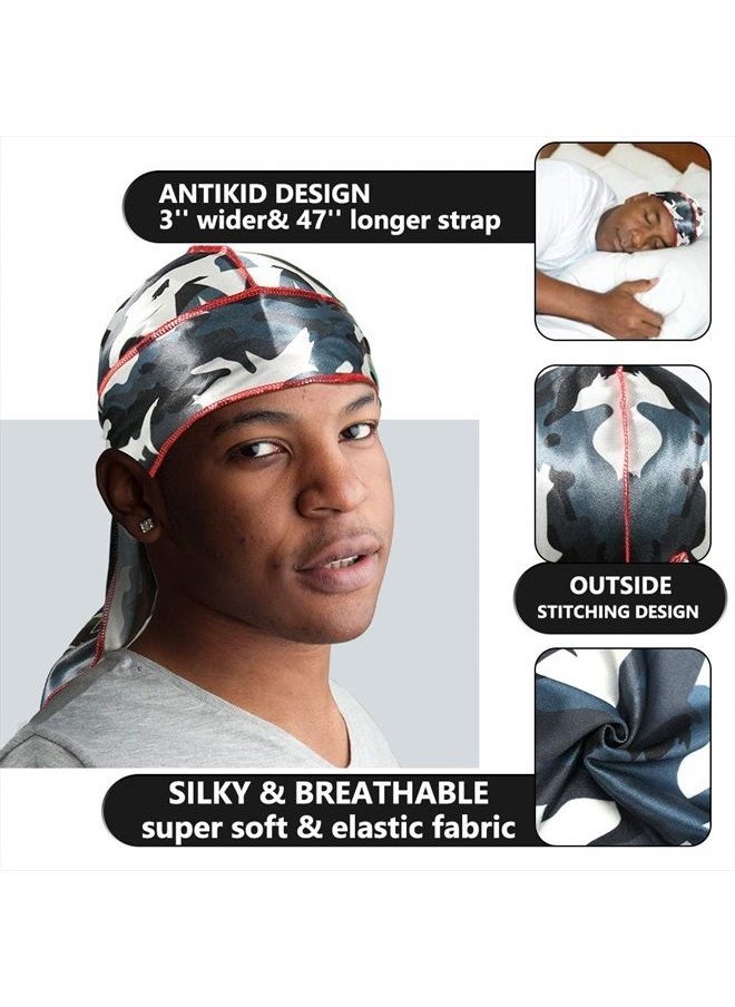 SPOVIEW - Premium Silky durag & Wave Cap(Multi Colors),Designer Durag with Long Wide Tail for 361 Wave - Image 1