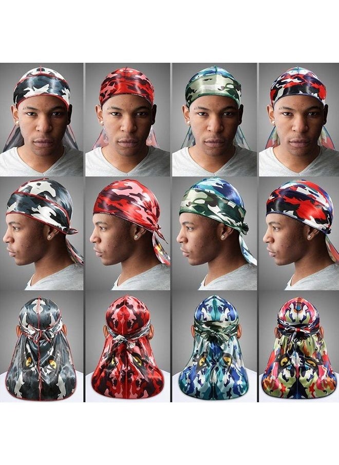 SPOVIEW - Premium Silky durag & Wave Cap(Multi Colors),Designer Durag with Long Wide Tail for 361 Wave - Image 1