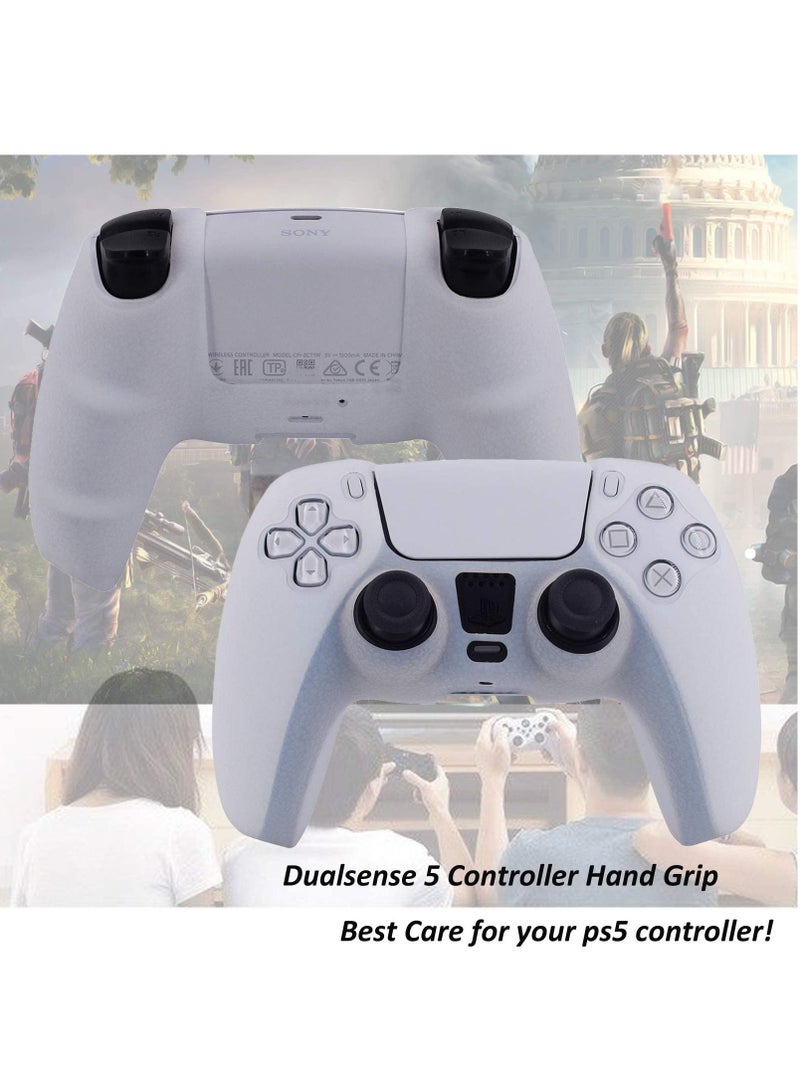 Leather Texture Soft Silicone Protection Case Cover Electronic Game Machine Accessories Compatible with SONY PlayStation 5 PS5 Wireless Controller for Dual Sense (White)  - Image 3