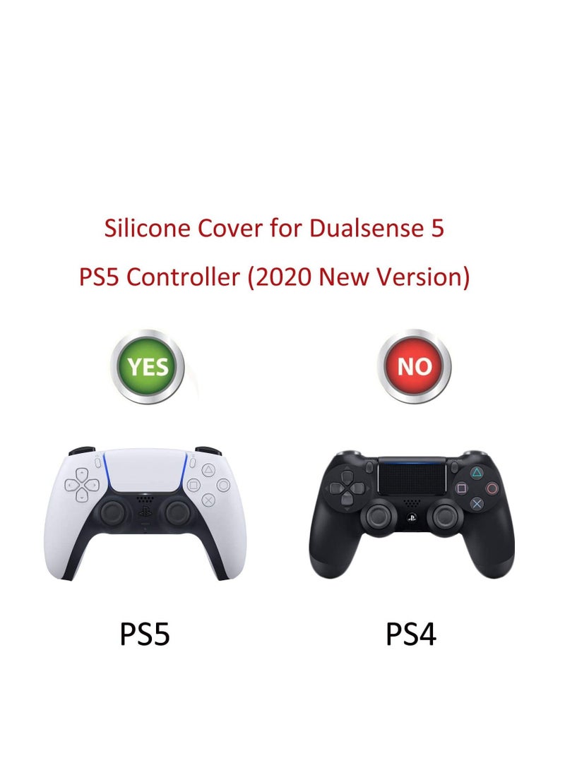 Leather Texture Soft Silicone Protection Case Cover Electronic Game Machine Accessories Compatible with SONY PlayStation 5 PS5 Wireless Controller for Dual Sense (White)  - Image 4