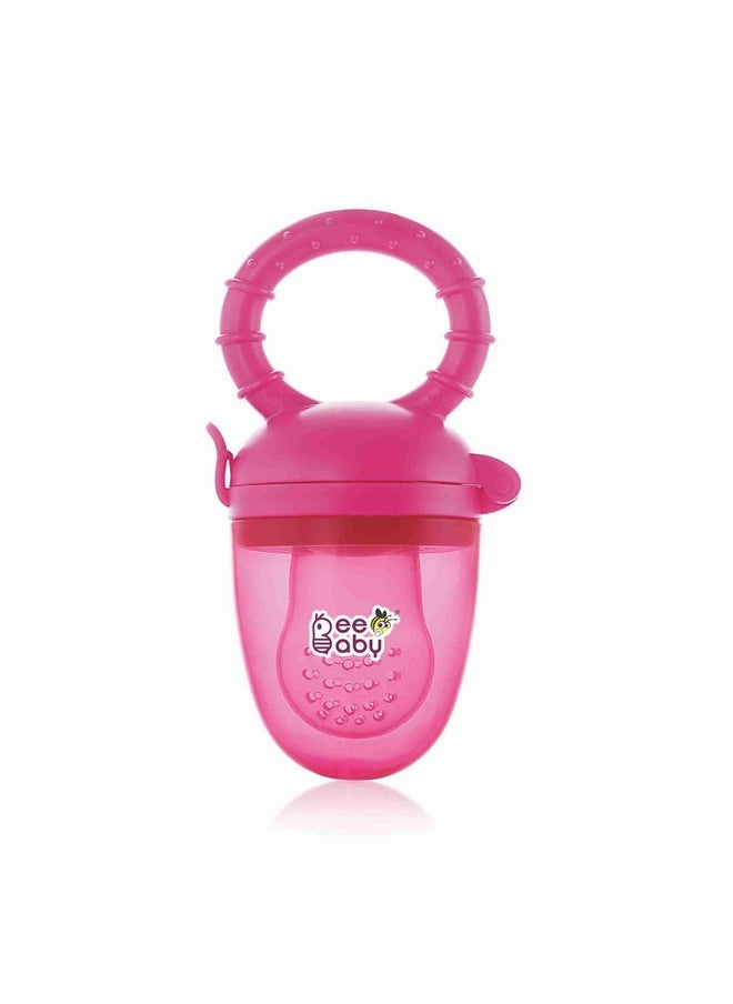 Beebaby - Soft Silicone Nibbler With Extra Mesh For Babies, Baby Fruit & Food Feeder, Anti Choking Fruit Pacifier, Teether For Infant, 100% Bpa Free, 3 Months+ (Fruttino - Pink) - Image 1
