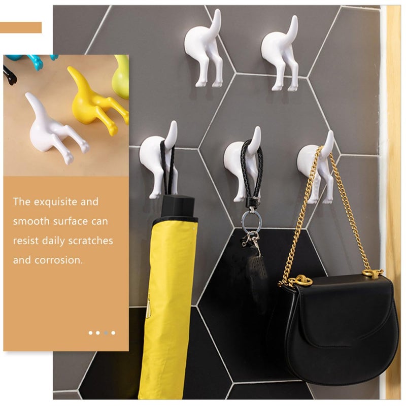 Wall Mounted Punch Free Hooks Black And White Set For Bathroom Towel And Coat Hangers - Image 4