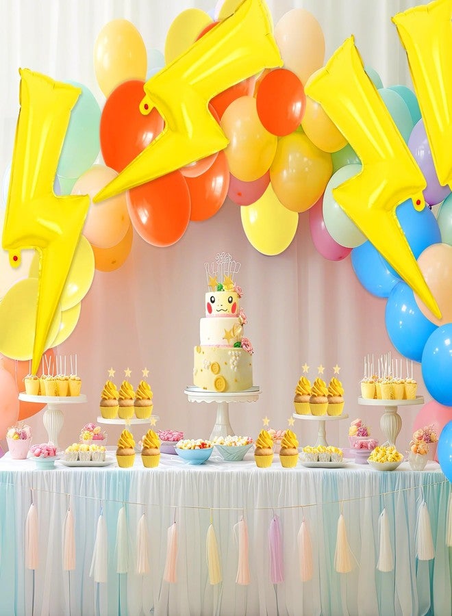 FEBSNOW 10 Pack 36 Inch Yellow Lightning Bolt Foil Party Balloons for Birthday Baby Shower Wedding Party Balloon Arch Decorations - Image 3