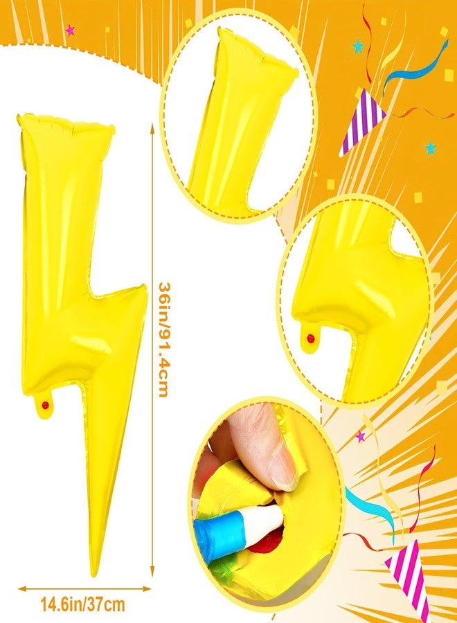 FEBSNOW 10 Pack 36 Inch Yellow Lightning Bolt Foil Party Balloons for Birthday Baby Shower Wedding Party Balloon Arch Decorations - Image 2