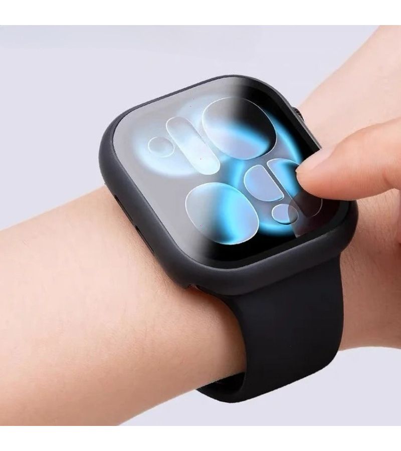 واقي الشاشة الزجاجي وحافظة الحماية المتوافقة مع Apple Watch Series 11 و10 و9 و8 و7 و6 بمقاسات 42 مم و44 مم و45 مم و46 ملم، لـ 41 ملم و40 ملم، لساعة آي واتش، فضي 3 - Image 3
