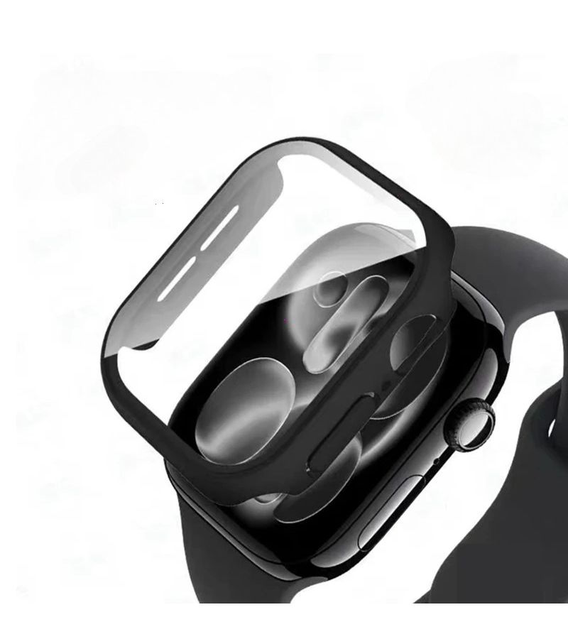 واقي الشاشة الزجاجي وحافظة الحماية المتوافقة مع Apple Watch Series 11 و10 و9 و8 و7 و6 بمقاسات 42 مم و44 مم و45 مم و46 ملم، لـ 41 ملم و40 ملم، لساعة آي واتش، فضي 3 - Image 2