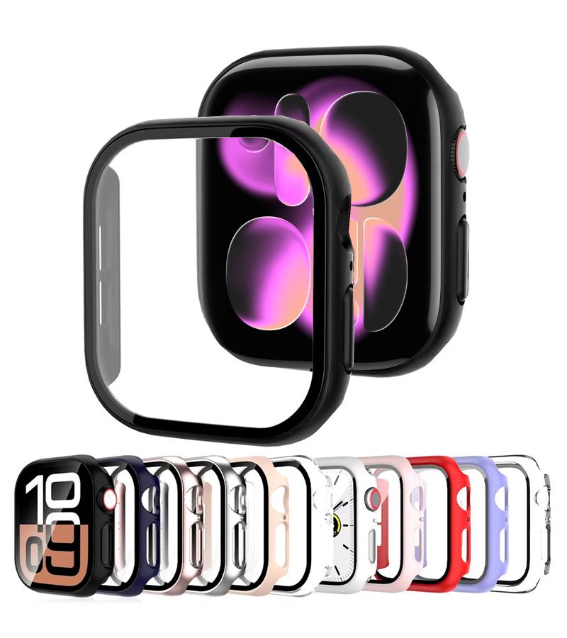 واقي الشاشة الزجاجي وحافظة الحماية المتوافقة مع Apple Watch Series 11 و10 و9 و8 و7 و6 بمقاسات 42 مم و44 مم و45 مم و46 ملم، لـ 41 ملم و40 ملم، لساعة آي واتش، فضي 3 - Image 4